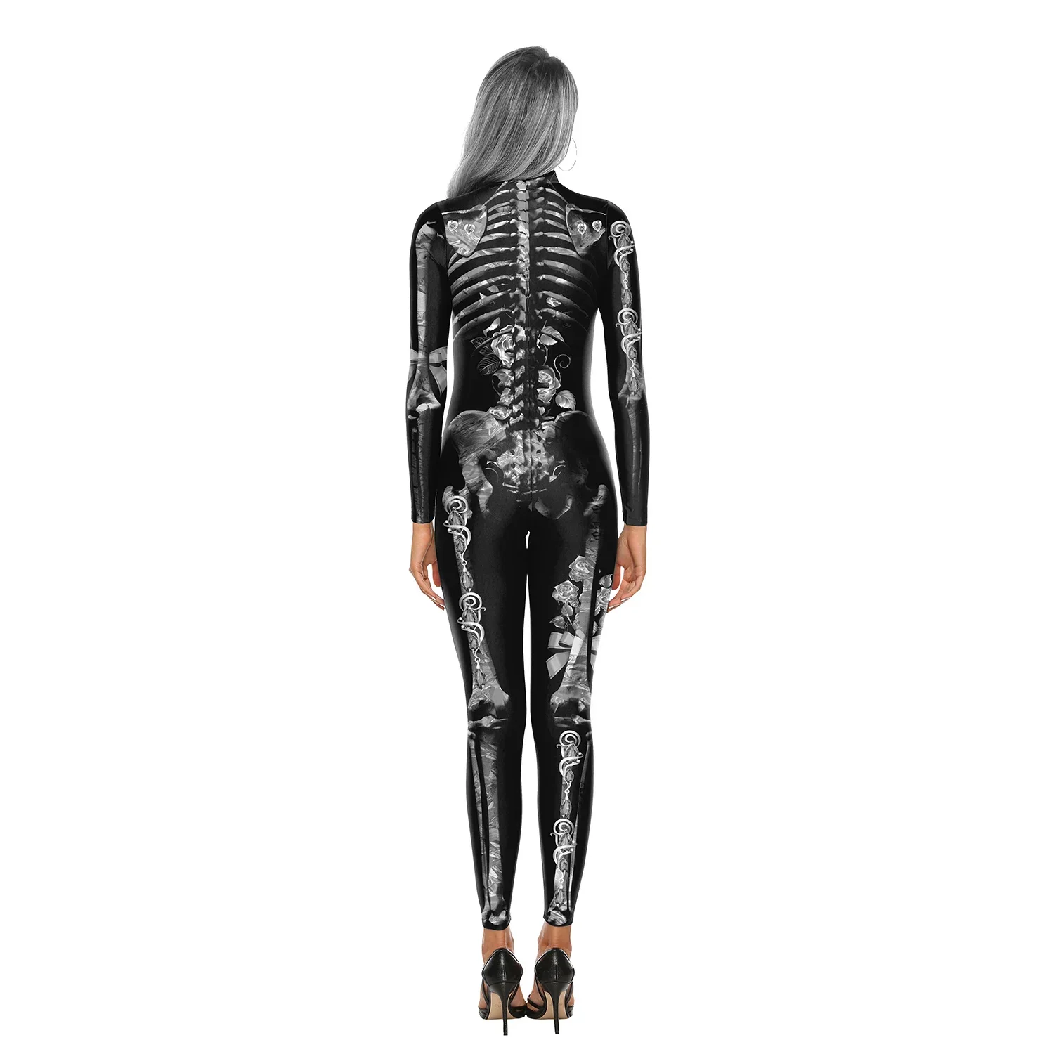 Disfraces de Halloween para mujer y adulto, mono con esqueleto, traje de fiesta de Zombies para mujer, traje Sexy Zentai
