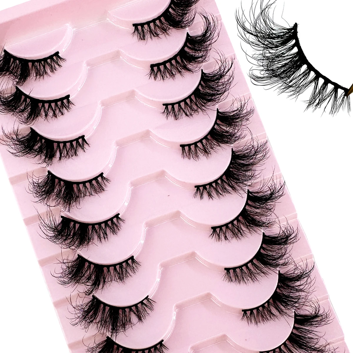 Sztuczne rzęsy Fox Eyelashes 10 par, popularne pół-rzęsy, skrzydlate, delikatne, puszyste, narzędzie do makijażu, wielokrotnego użytku, sztuczne rzęsy Faux Cils