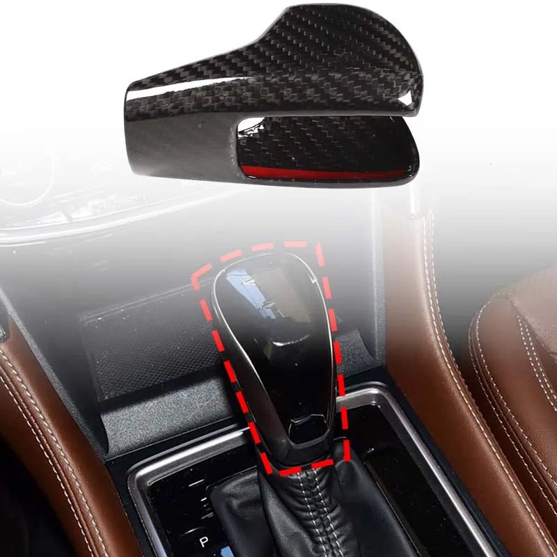 Gear Shift Knob Decor Cover Real Carbon Fiber Shifter Knob Trim Cover Interior Car Accessories For Subaru Forester SJ 2013-2018