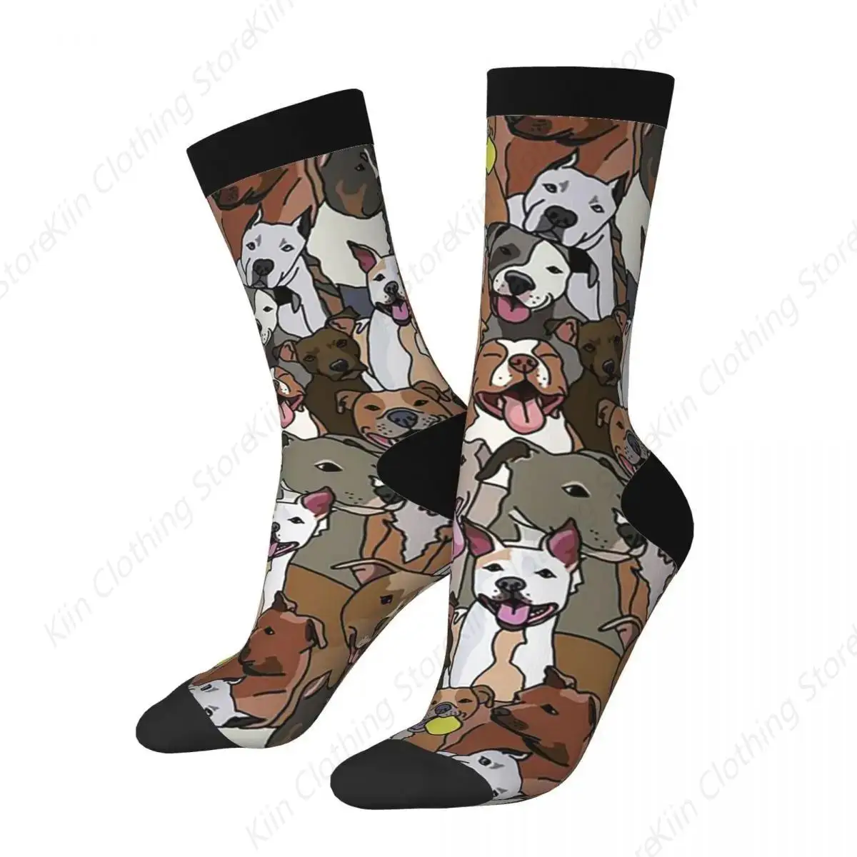 Calcetines con patrón de perro Pitbull All The Mutts, medias absorbentes de sudor Harajuku, calcetines largos para todas las estaciones para hombre y mujer, regalo de cumpleaños