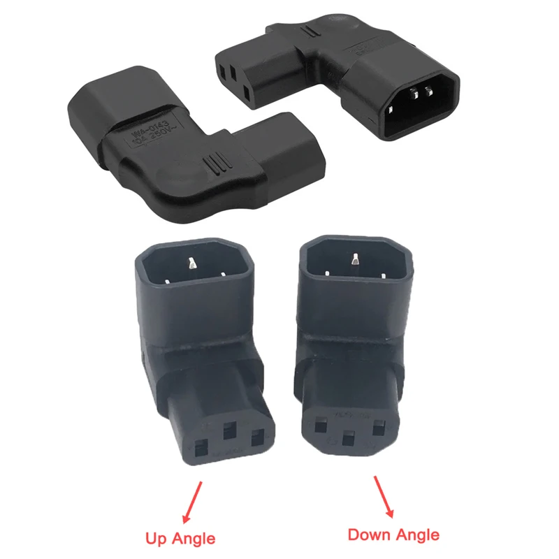 

90-Degree Left Right Angle AC Adapter, 3-Pin Male to Female, IEC 320 C14 to C13 Extend Converter for AC Connections