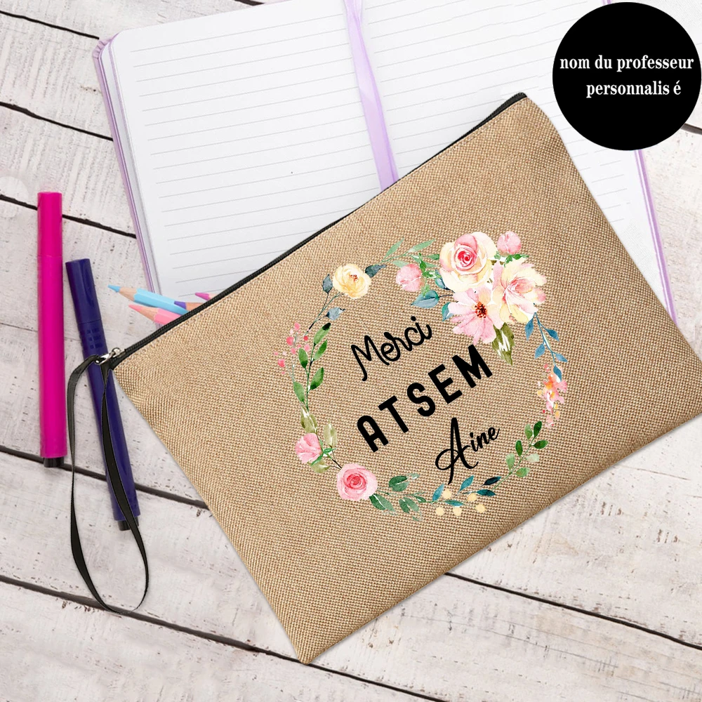 Merci ATSEM Đựng Mỹ Phẩm Túi Personalised Giáo Viên Cảm Ơn Bạn ATSEM Với Tên Giáo Viên Bảo Quản Túi Ví Tặng Cho Giáo Viên Ví Cầm Tay