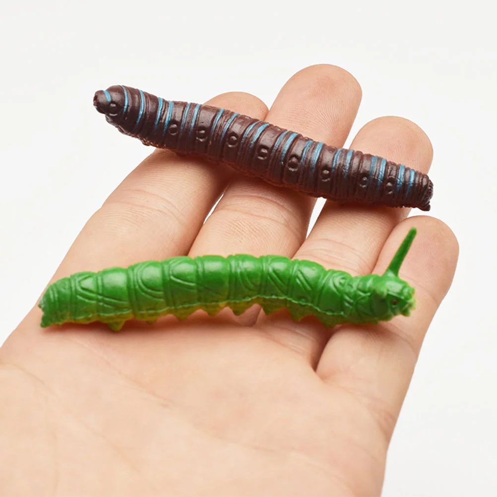 24 Pcs Artificial Caterpillar Toy Delicate Figurine Statue Decor Garden Decoration Plastic Fake Worm Baby Lovely