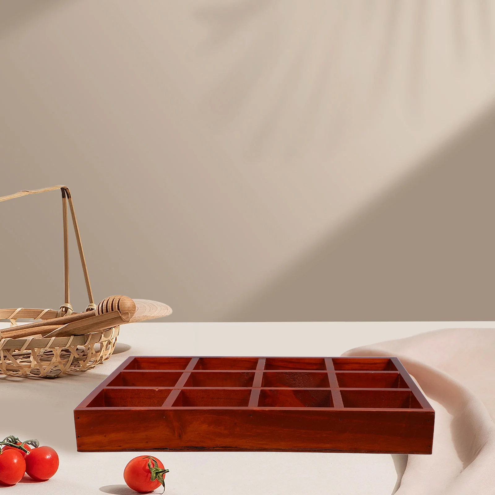 12 Grids Jewelry Storage Container Wooden Holder Desktop Organizer Multifunction