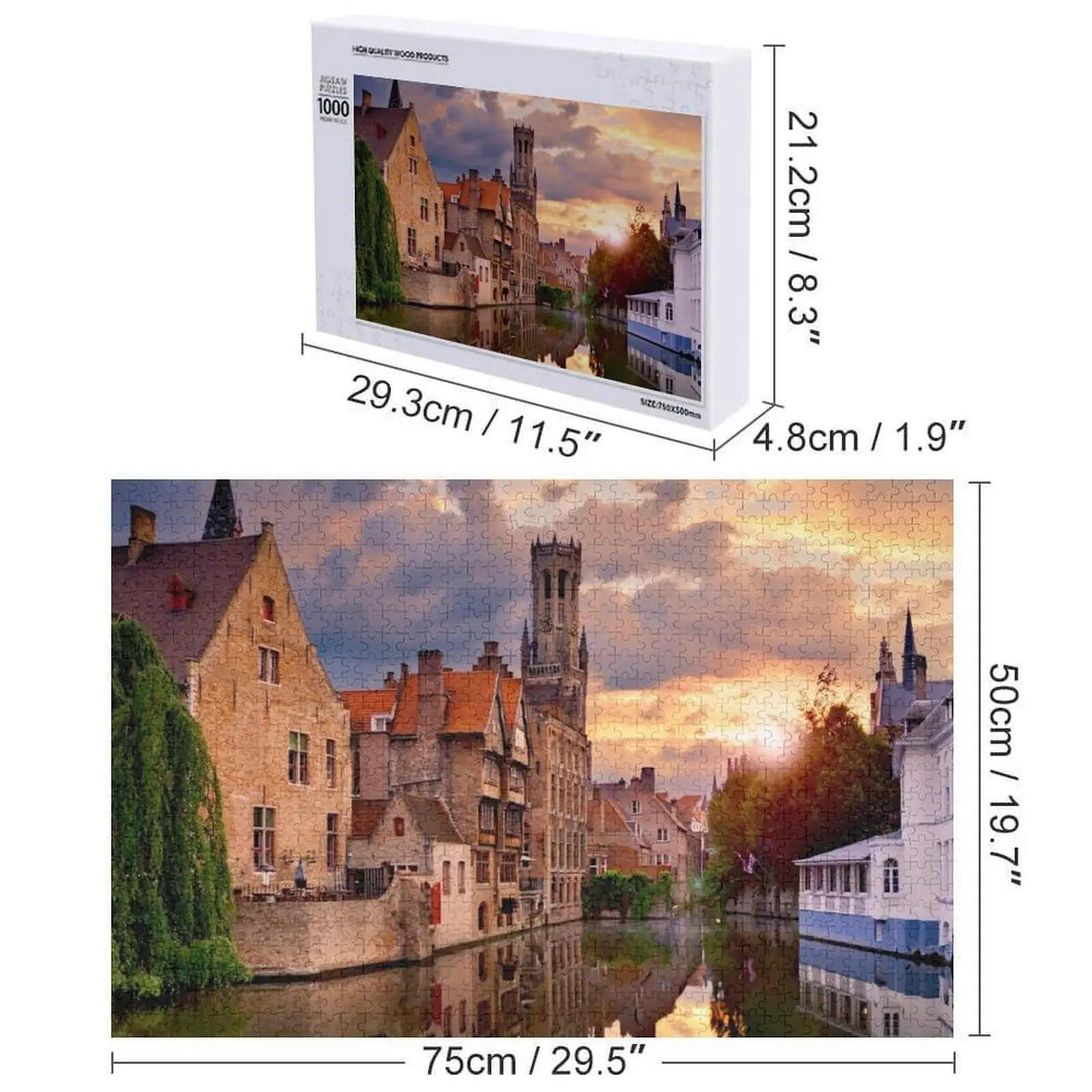 Bruges w Belgii, jedno z najpiękniejszych miast Europy Puzzle Personalizowane Gra Drewniane Puzzle z Imieniem dla Dzieci