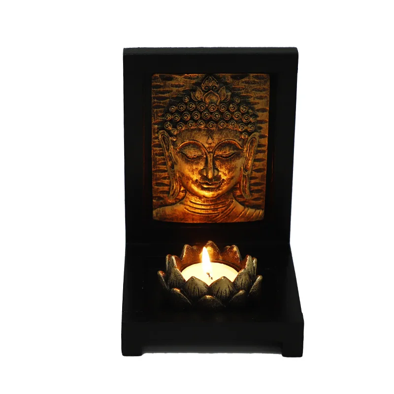 

Resin Buddha Head Candlestick Decoration, Buddha Statue, Lotus Lamp