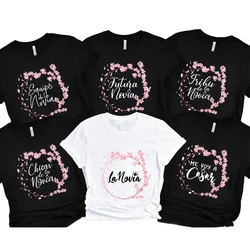 Bachelorette Hen Party Tshirt for Spanish Girls Future Bride Squad Tops Team Bride T-Shirt Flower Graphic Bridal Wedding Tees