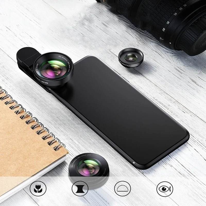 3 in 1 피쉬 아이 렌즈 아이폰 용 광각 매크로 어안 렌즈 줌 Xiaomi Huawei 야외 여행 휴대 전화 카메라 렌즈 키트