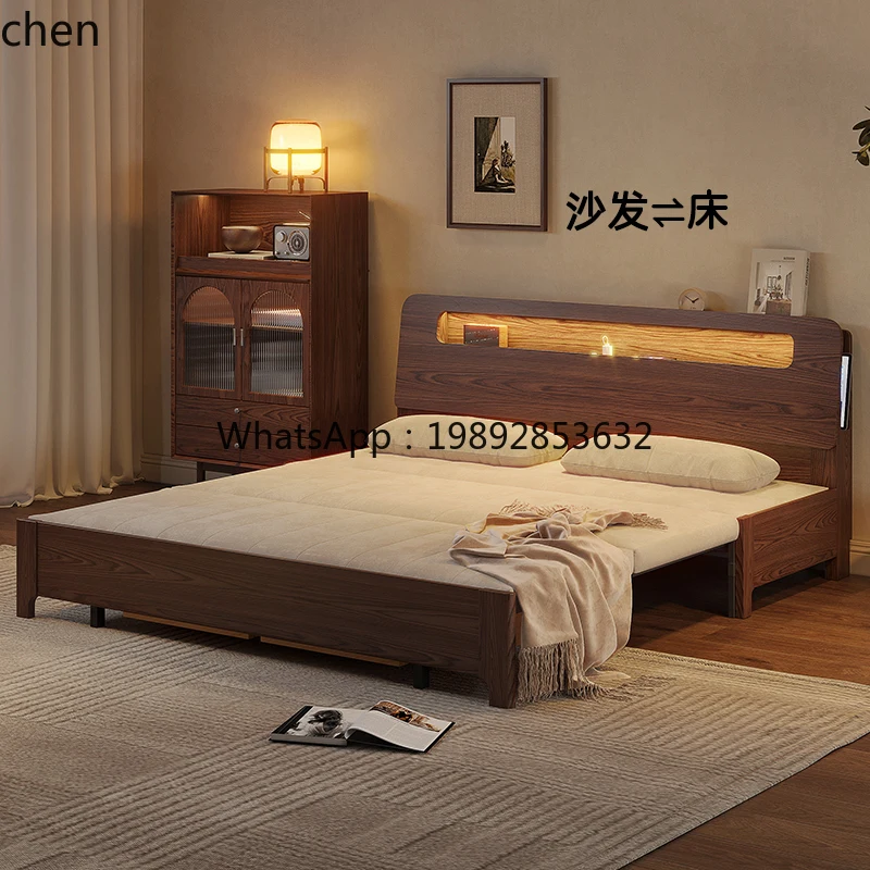 

X4 furniture cotton and linen all-solid wood sofa bed foldable dual-purpose small apartment multi-functional storage