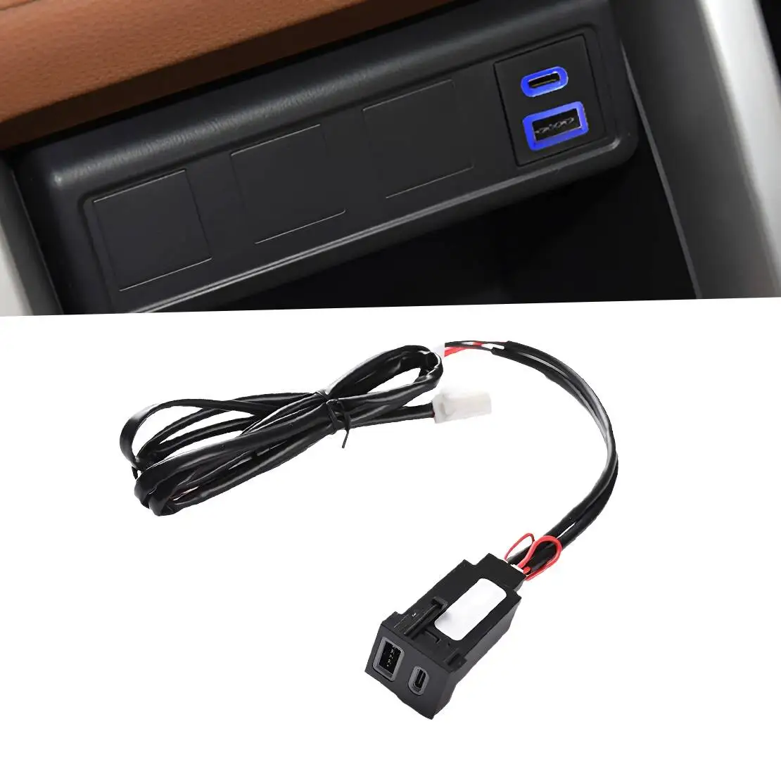 

Fast Charger Dual QC3.0 PD Socket Type c USB fit for Toyota RAV4 Prius Sequoia Corolla Cross Tundra C-HR 2024