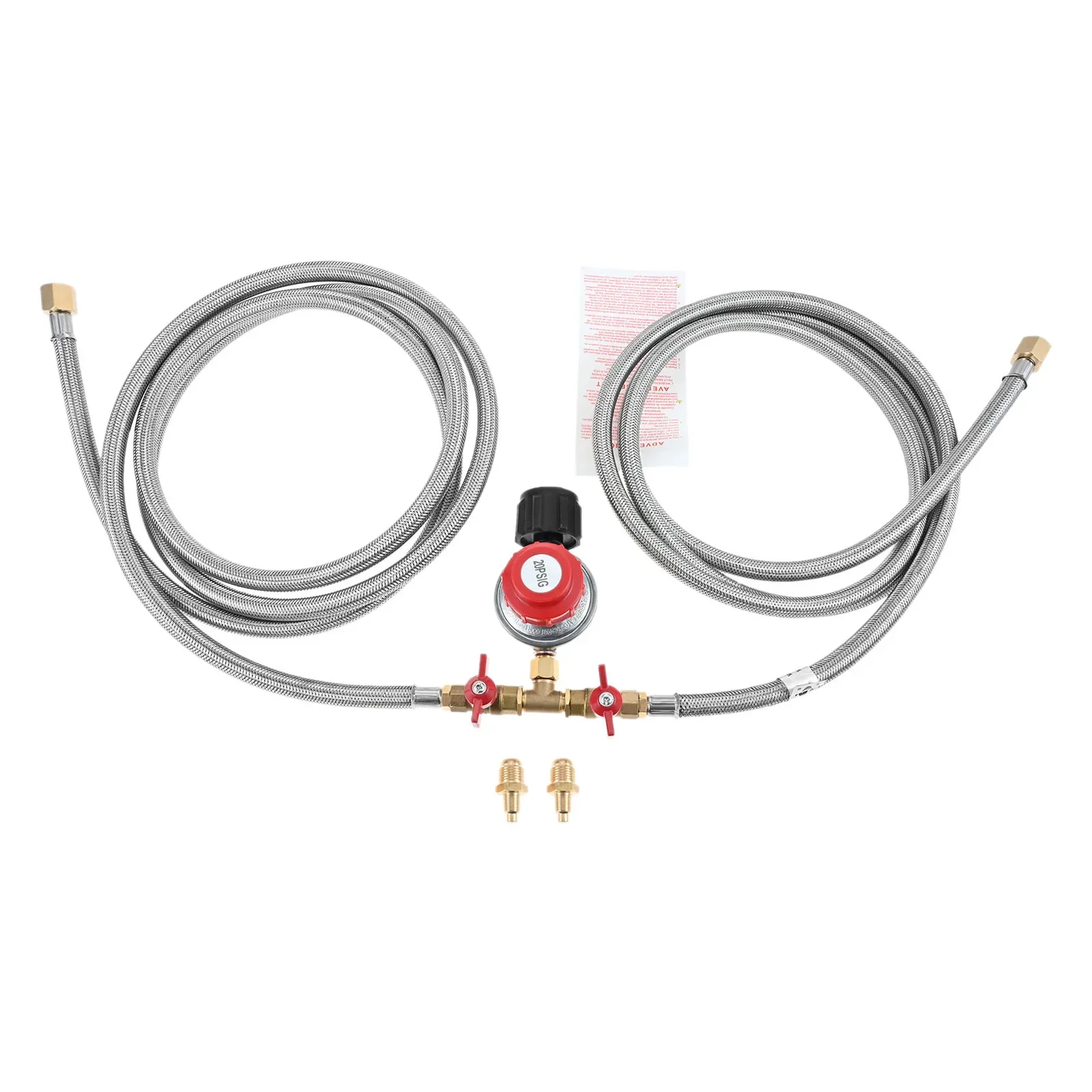 

Регулируемый регулятор пропана на 0–20 фунтов на квадратный дюйм с 8-футовым Y-образным плетеным шлангом для наружной горелки с пропаном и фитингом для труб 1/8 дюйма MNPT