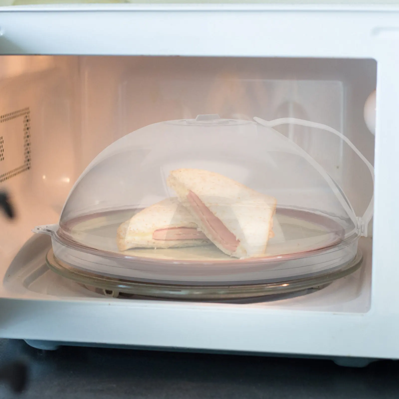 

1 шт. Прозрачная крышка для микроволновой печи с поддоном, для разогрева пищи, защита от брызг, сохранение тепла, с отверстием для подачи продуктов