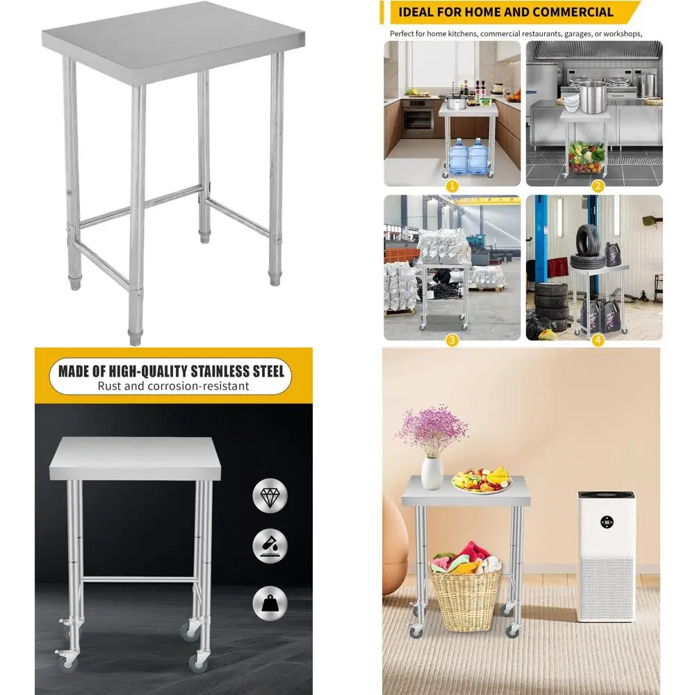 

Коммерческий стол для приготовления пищи из нержавеющей стали, 18x24 дюйма, серебристый, рабочая станция