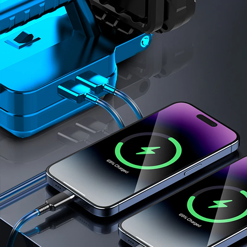 2 Mode Far/Low Beam Portable Work Light For Makita 14.4-20V Battery Outdoor Flashlight Spotlight Floodlight With USB Power Bank