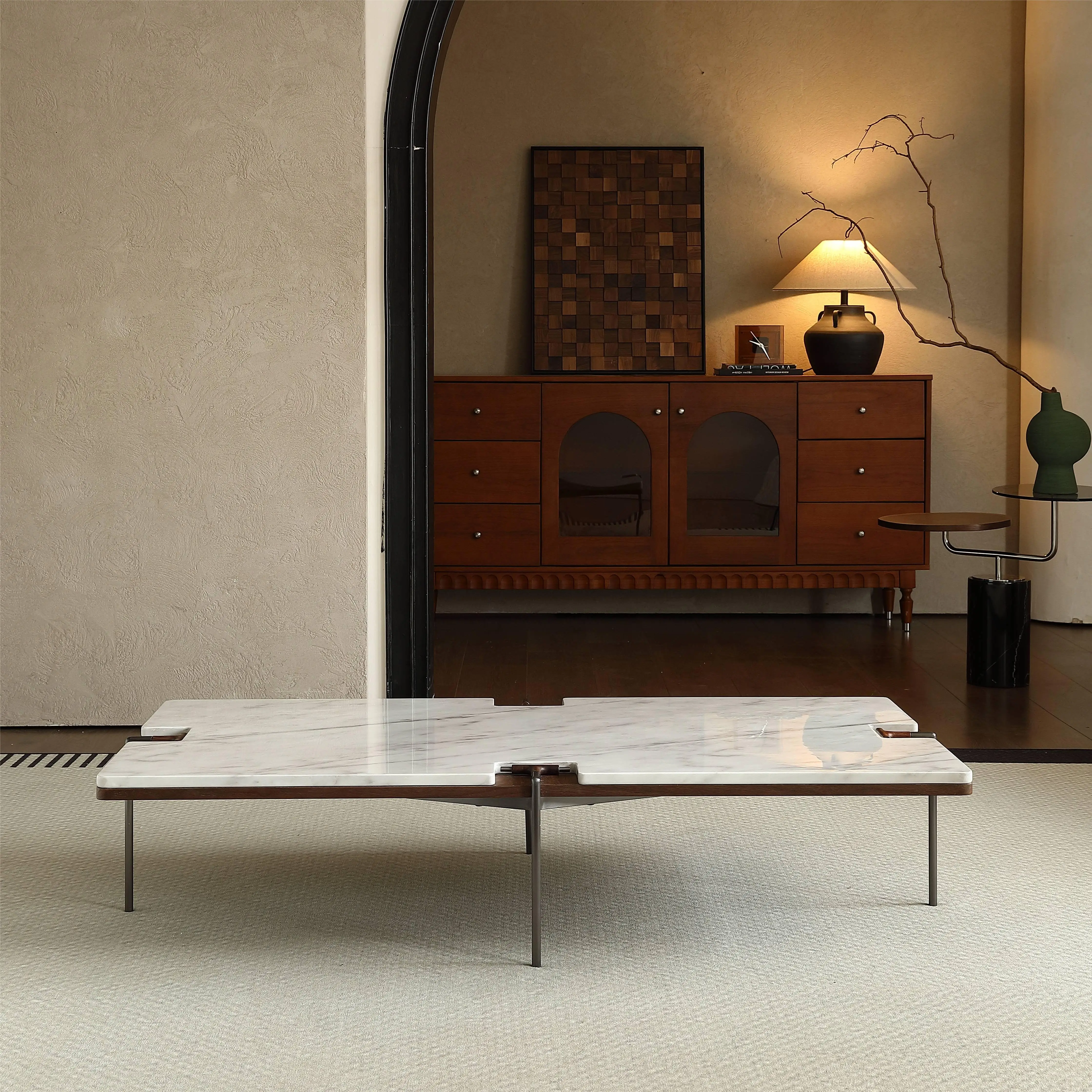 طاولة قهوة مستطيلة من حجر الرخام لغرفة المعيشة طاولة قهوة عالية الجودة #3