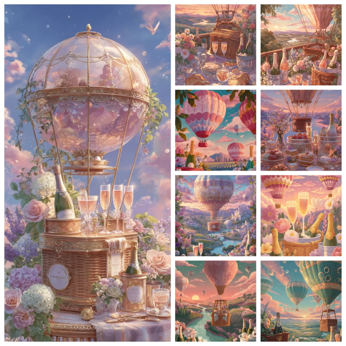 

1000PCS Romantic Hot Air Balloon Picnic Jigsaw Puzzle, Magical Sky Tea Party Educational Games Colorful Puzzles Gifts Home Decor
