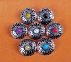 10pc all'ingrosso 30MM Western Metal argento blu turchese Sun Flower leathercraft borsa da cintura decorativa Conchos vite indietro 7 colori