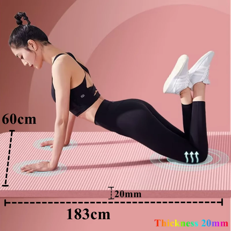 20MM Thick 183x60CM Yoga Matt Exercise Yoga and Pilates Gymnastics Mat Yoga Mat Anti-skid Sports Fitness Mat NBR Comfort Foam