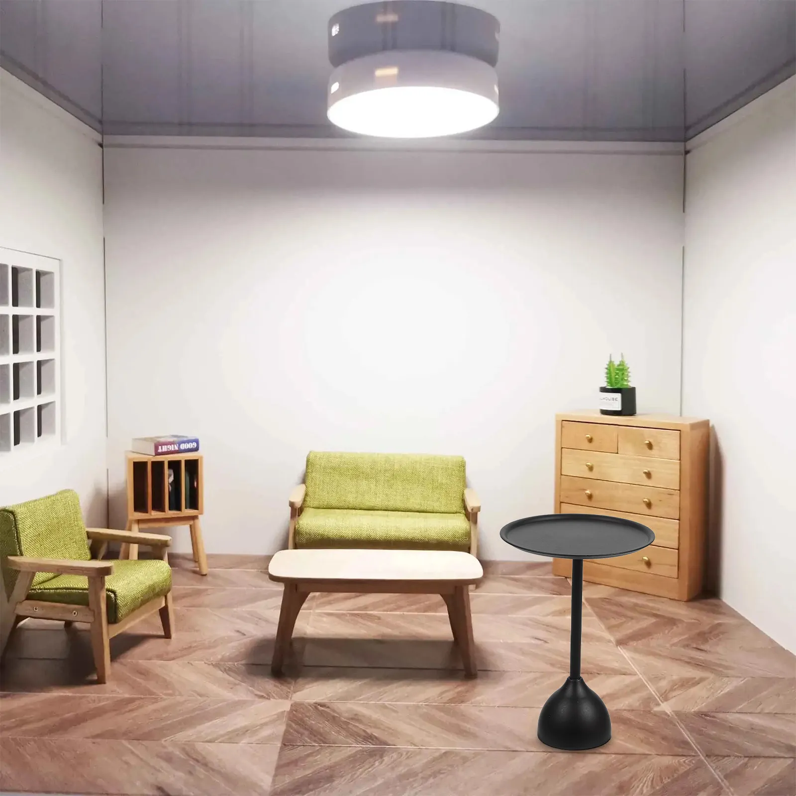 

Кованый чайный столик, миниатюрная мебель, масштаб 1:12, черный, аксессуары для кукольного домика, маленькие приставные столики, имитация игрушек