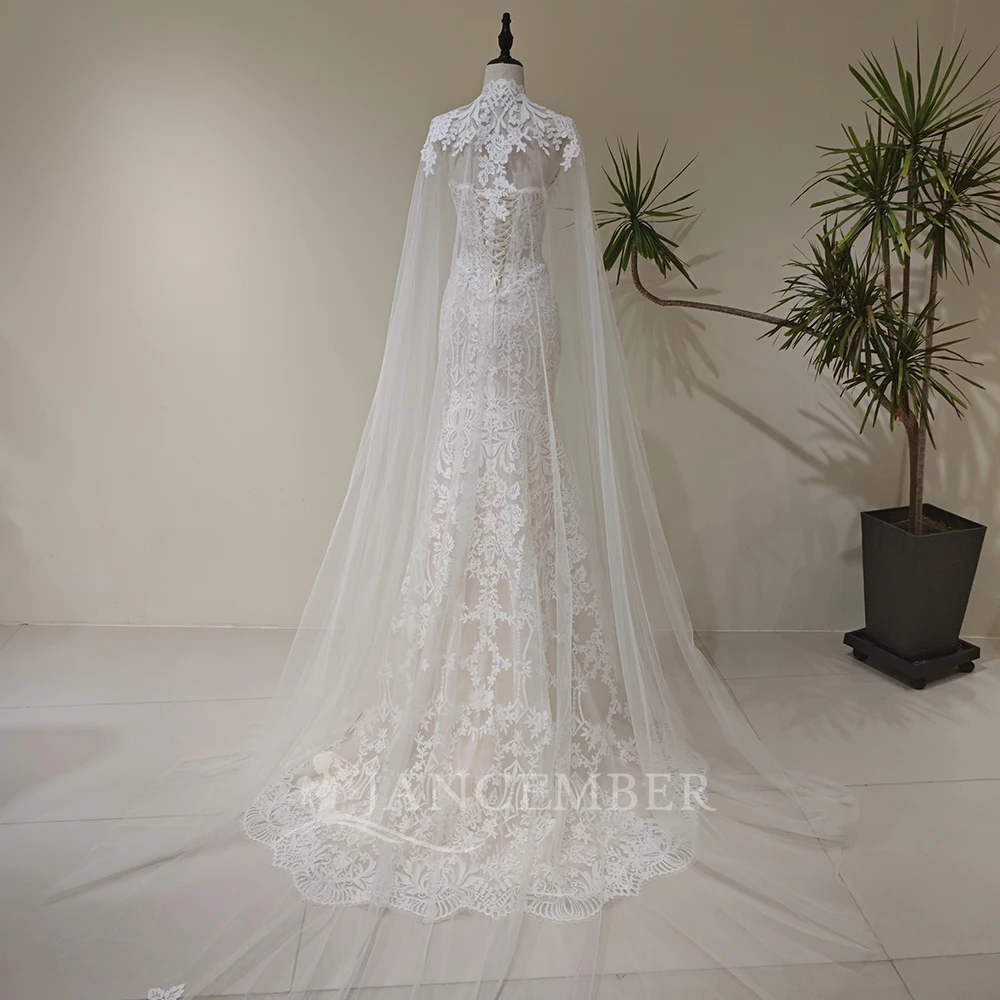 Stylish Flash Sale Detachable Wedding Dresses For 2026 Cloak Organza Mermaid Sleeveless Ruffles Backless vestidos de novia boda