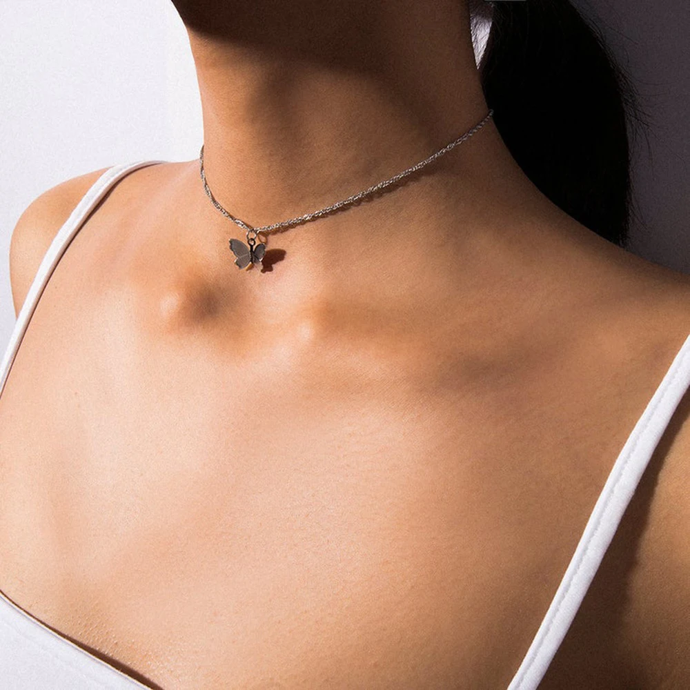 1~10PCS Butterfly Chic Fashionable Minimalist Ins Collarbone Chain Fashion Matte Finish Highly Sought-after Matte Eye-catching