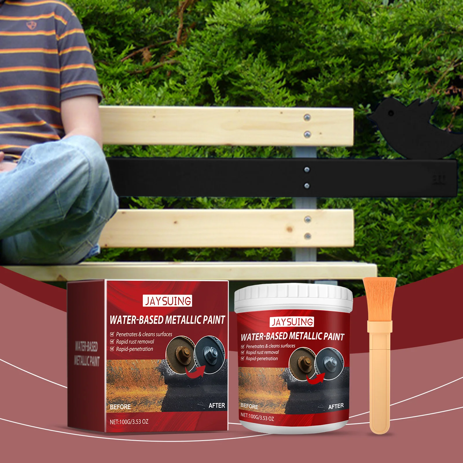 Jaysuing Rust-Free Primer (100g) Metal Paint Anti-Rust Radiator Anti-Corrosion Conversion And Renovation Coating Primer Conversion Agent