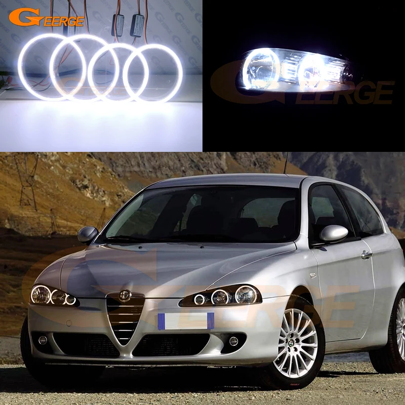 

For Alfa Romeo 147 2005 2006 2007 2008 2009 2010 Excellent Ultra Bright COB Led Angel Eyes Kit Halo Rings Day Light