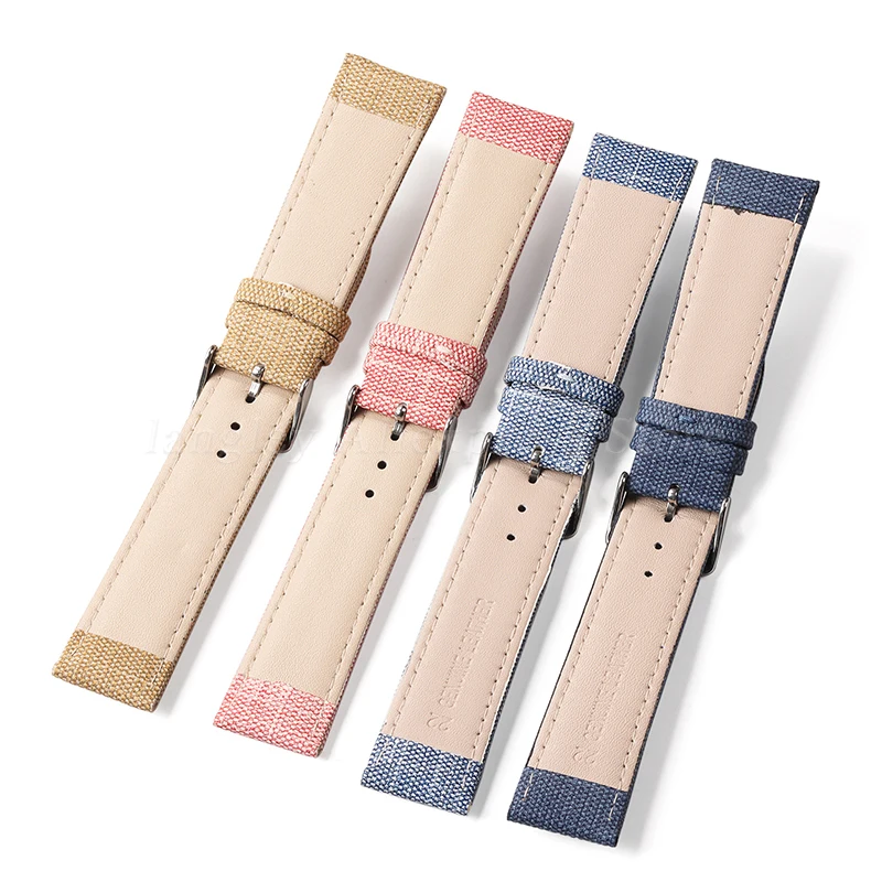 10/12/14/16/18mm 20mm 22mm Canvas Leather Denim Fabric Nylon Strap Retro Watchband for Seiko Men Women Sport Universal Bracelet