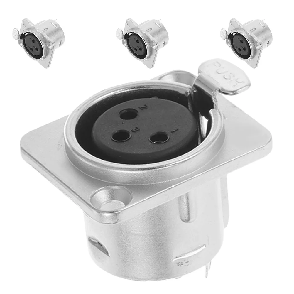 4Pcs Audio Socket Xlr Female 3-Pin Panel Mount Metal Connector Microphone Jack Replacement for Audio Systems Xlr Panel Mount