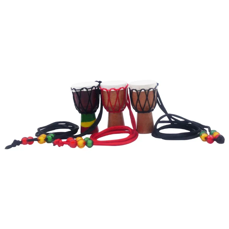 Dejembe collar de Tambor Africano hecho a mano, accesorios de instrumentos de percusión, Color madera con alambre negro