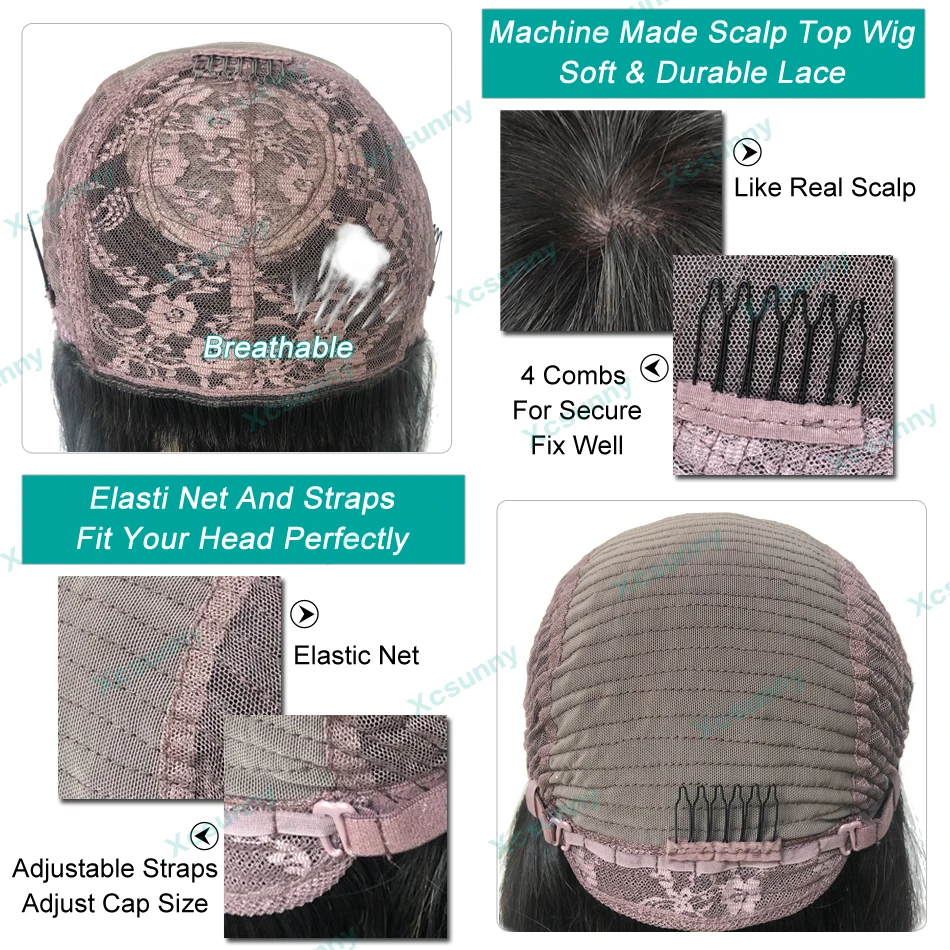 Kinky Curly Bang Wig Human Hair Short Curly Human Hair Wigs With Bangs Full Machine Made Wig Glueless Natural Hair Xcsunny