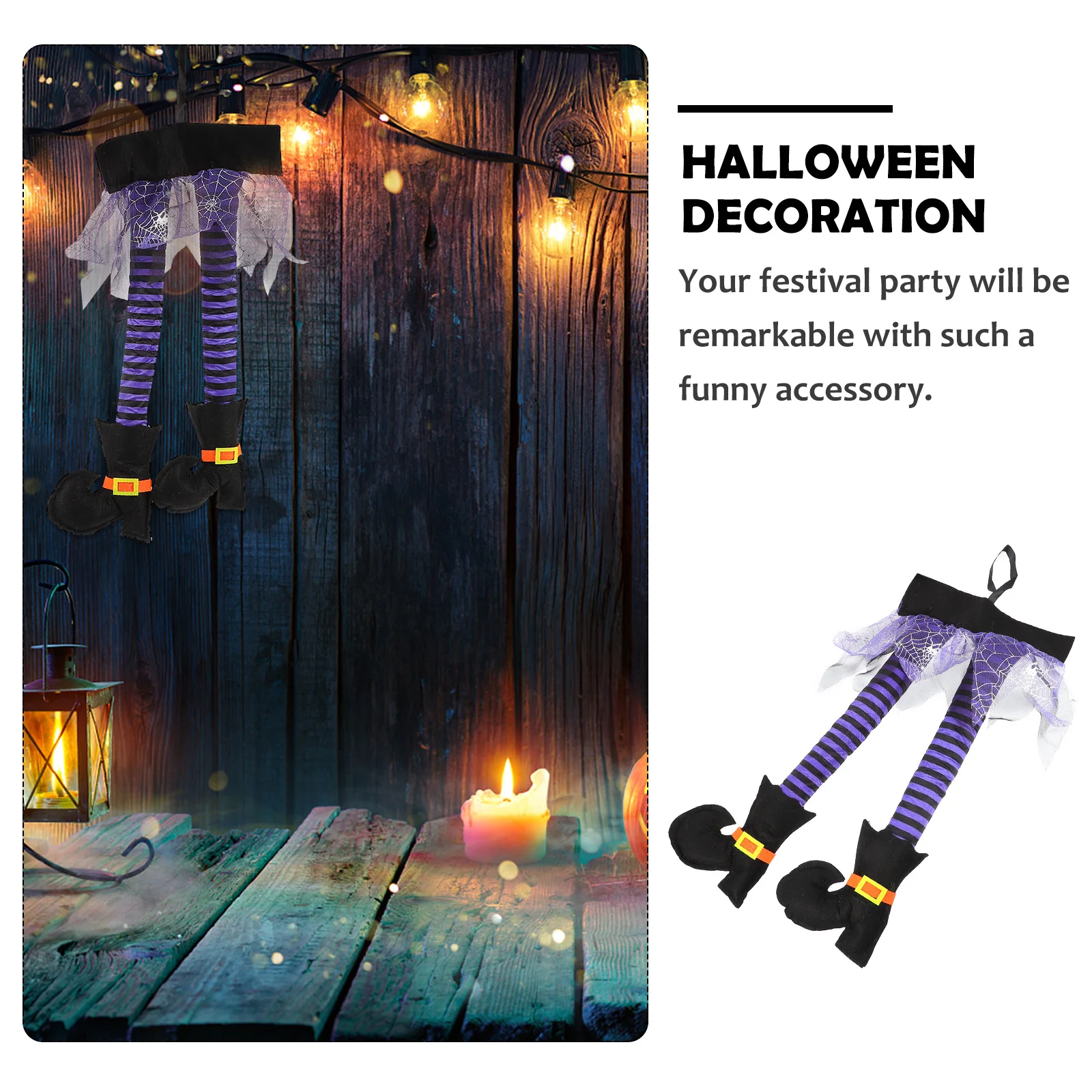 

2Pcs Halloween Witch Leg Ornament Stylish Indoor Outdoor Decoration Festive Atmosphere Halloween Witch Leg Ornament