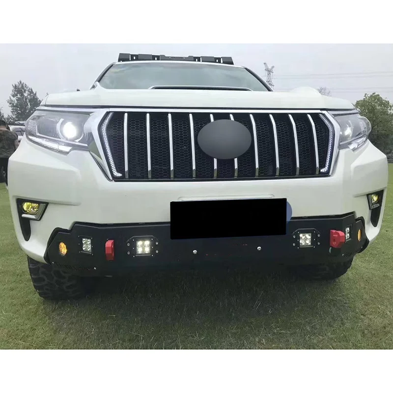 قطع غيار السيارات الجديدة الملحقات الخارجية المصد الأمامي للسيارة الصلب مخصص LED حامي صالح لتويوتا لاند كروزر برادو 2018-2022