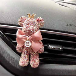 Cristal diamante lindo oso coche fragancia Perfume Clip salida de aire Aroma aire más fresco decoración accesorios aromaterapia