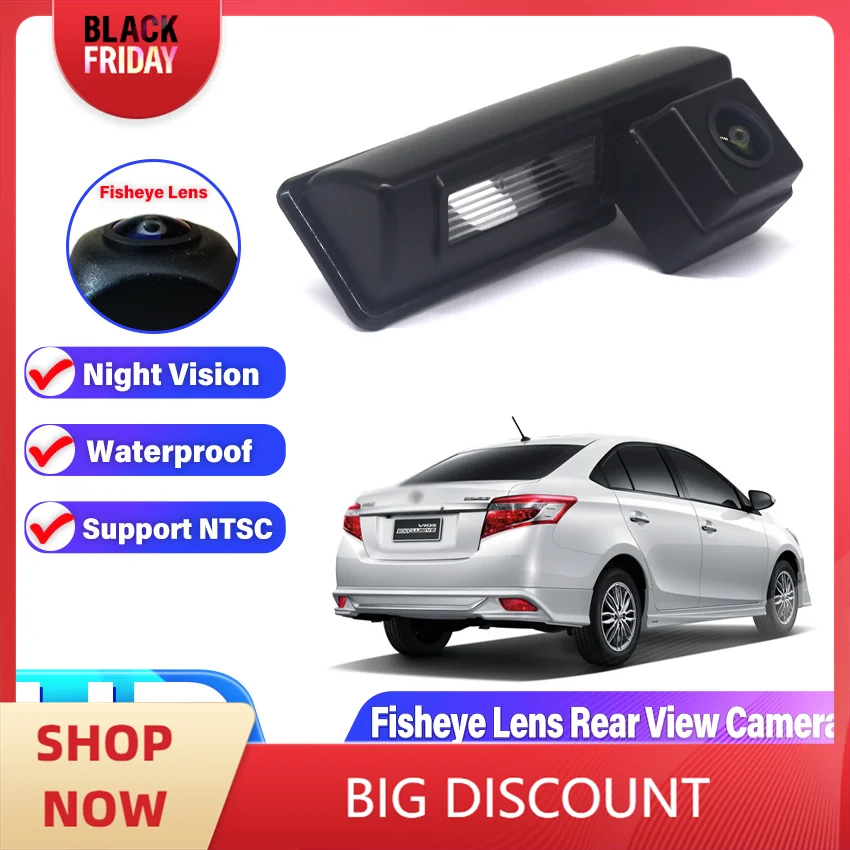 CCD HD Fisheye Rear View Camera For Toyota Vios II Belta XP90 Sedan 2007 2008 2009 2010 2011 2012 2013 Car Parking Monitor