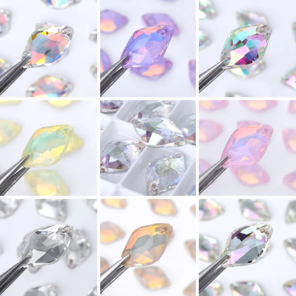 

QIIY Lemon 9x14mm/12x18mm High Quality AAAAA Glass Sewing Rhinestones Crystal Flatback Garment Decoration DIY Accessories