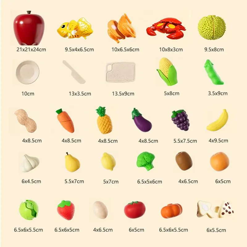 WOWFU-Fruit Vegetable Cutting Play Food 25PCS Kids Set Kitchen Pretend Educational Role Play 3 Year Old Girl