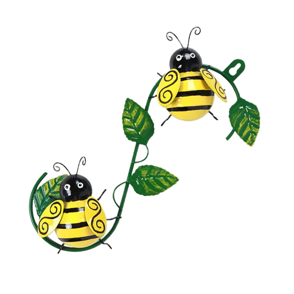 

Bee Wrought Iron Wall Hanging Decor Home Supplies nament Metal Living Room Party Creative Design Green Leaves Lifelike Bees