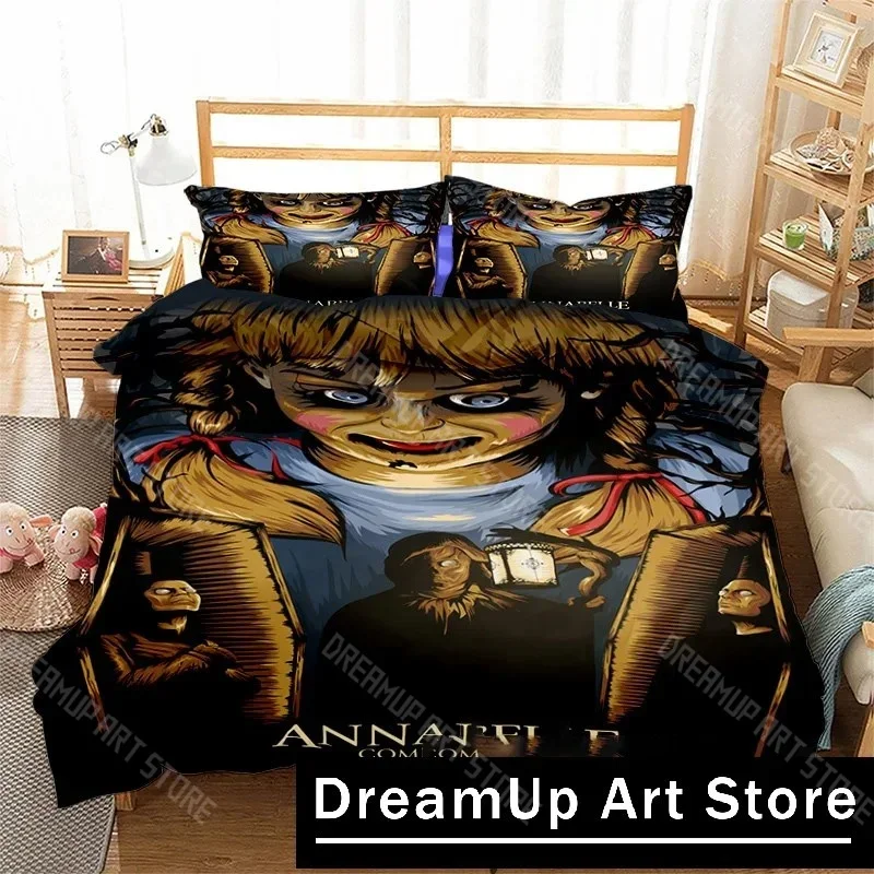 

3D Print Horror Movie Annabelle Bedding Set Double Twin King Duvet Cover Comforter Pillowcase Boys Girls Adults Bedroom