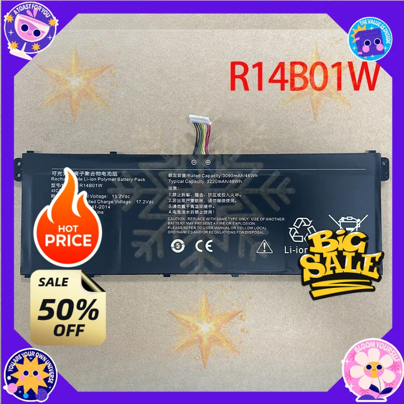 SWZY  15.2V 3220mAh R14B01W Laptop Battery for Xiaomi RedmiBook 14 Inch Redmi XMA1901-AA/AG/BA Computer Battery