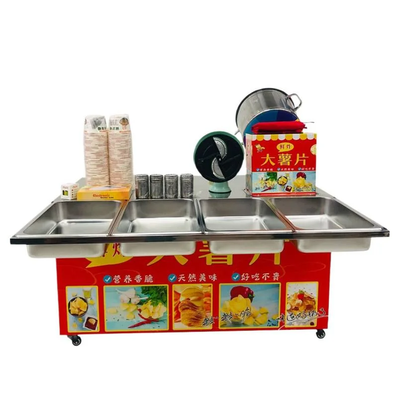 Fried spicy potato chips Fresh fried large potato chips Stall Entrepreneurship Mobile trolley