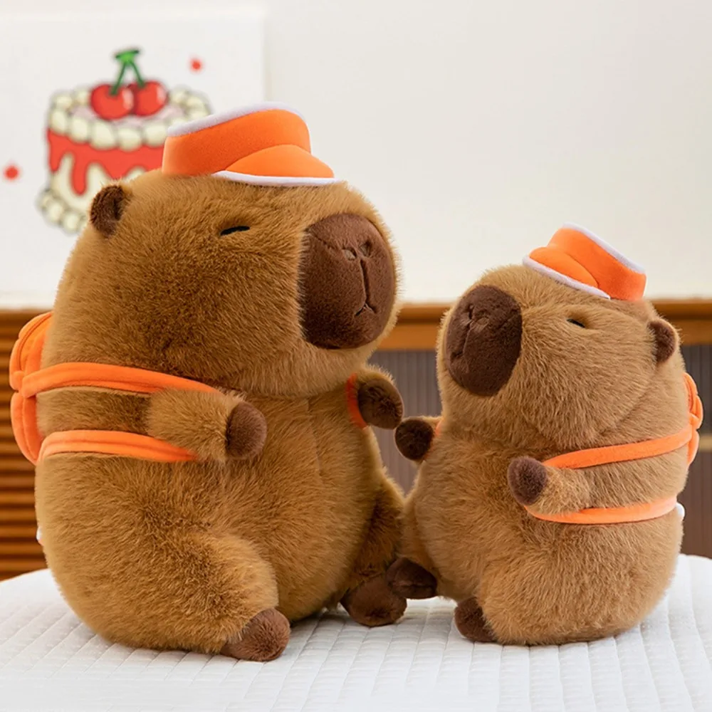 

Stuffed Basketball Backpack Capybara Doll Collection Soft Basketball Hat Capybara Plush Toy Cartoon Fluffy Capybara Fluffty Doll