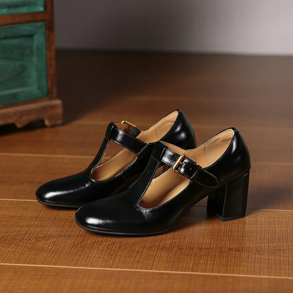 QUTAA 2026 Fashion News Spring Cow Leather Women Pumps Shoes Sexy High Heels Sexy Autumn Round Toe Shoes Party Dress 34-40