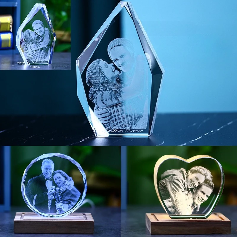 Custom Photo Candle Holder Glass Crystal Laser Engraving 3D Figure Photo Pet Photos Personalized Printing Eternity Souvenir Gift
