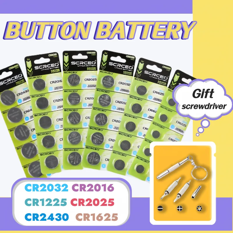 

CR2032 CR2025 CR2016 Lithium Battery 3V Coin Cell for Electronics Car Key Remote Watch Calculator Toys