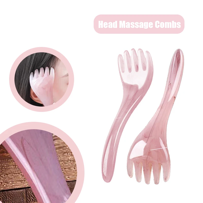 Body Meridian Massage resinous Comb Head Deer Antlers Head Massager Wide Tooth Facial Guasha Scraping Body Massage