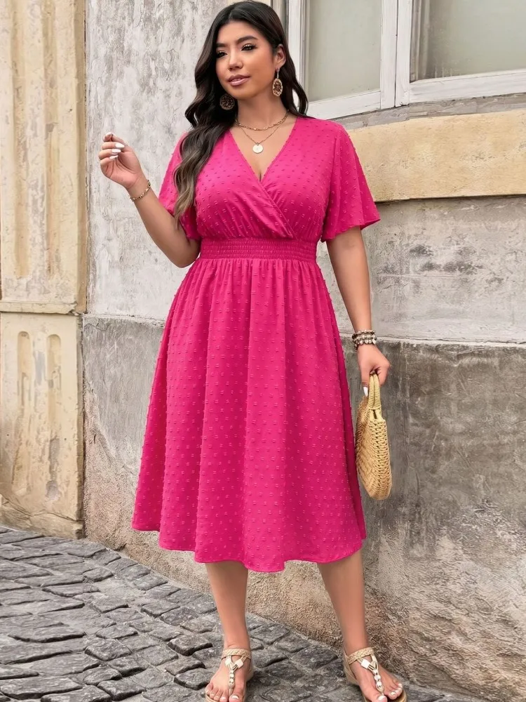 

XL-4XL Plus Size Clothes Dresses Women Robes Summer Short Sleeve Street Style Casual 3XL 4XL Big Size Midi Dress Oversized