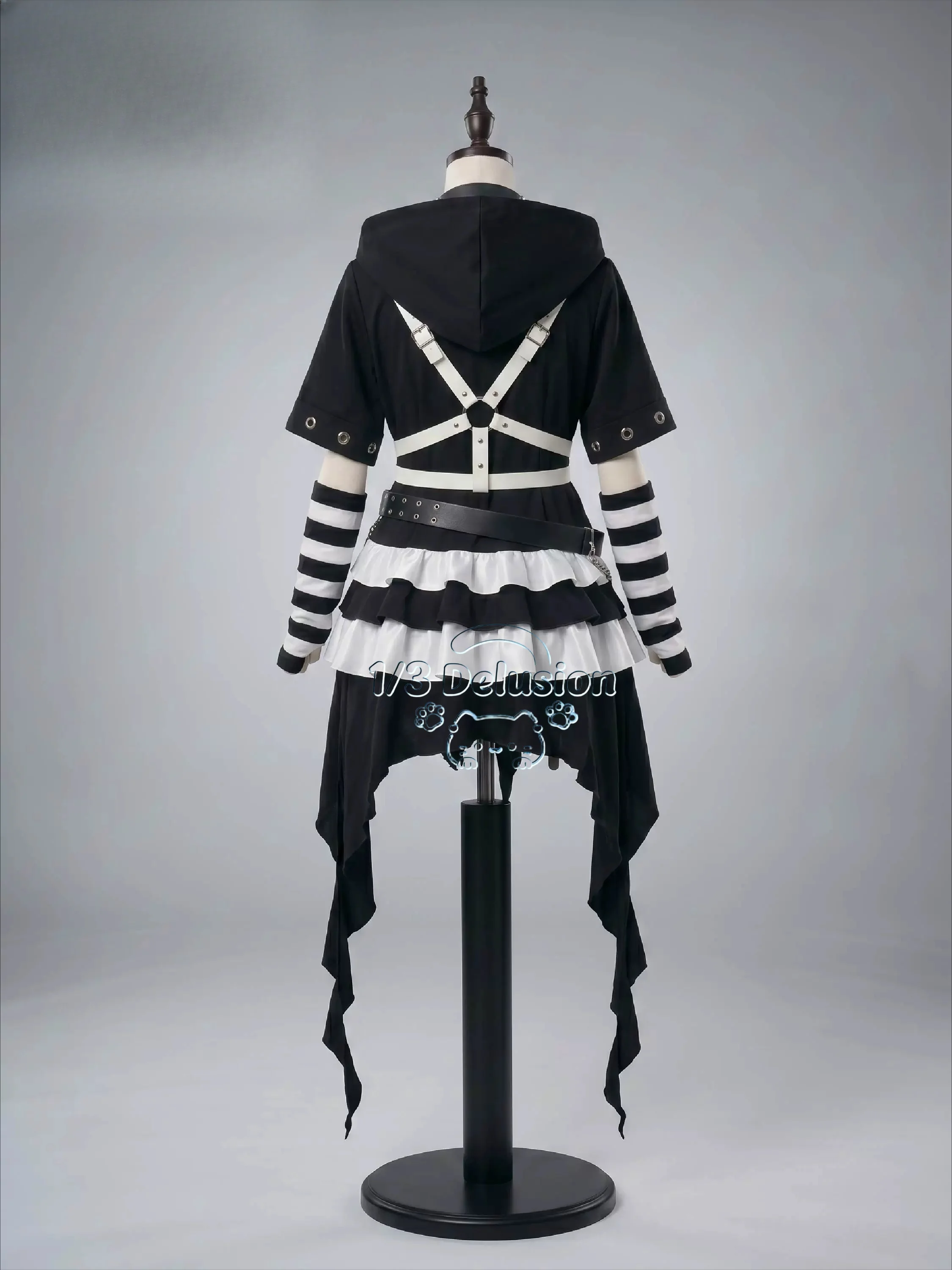 

Vtuber Tsukino Mito Cosplay Costume Prison Outfit Black White Cosplay Full Set Halloween Christmas PlayRole Clothes 1/3 Delusion