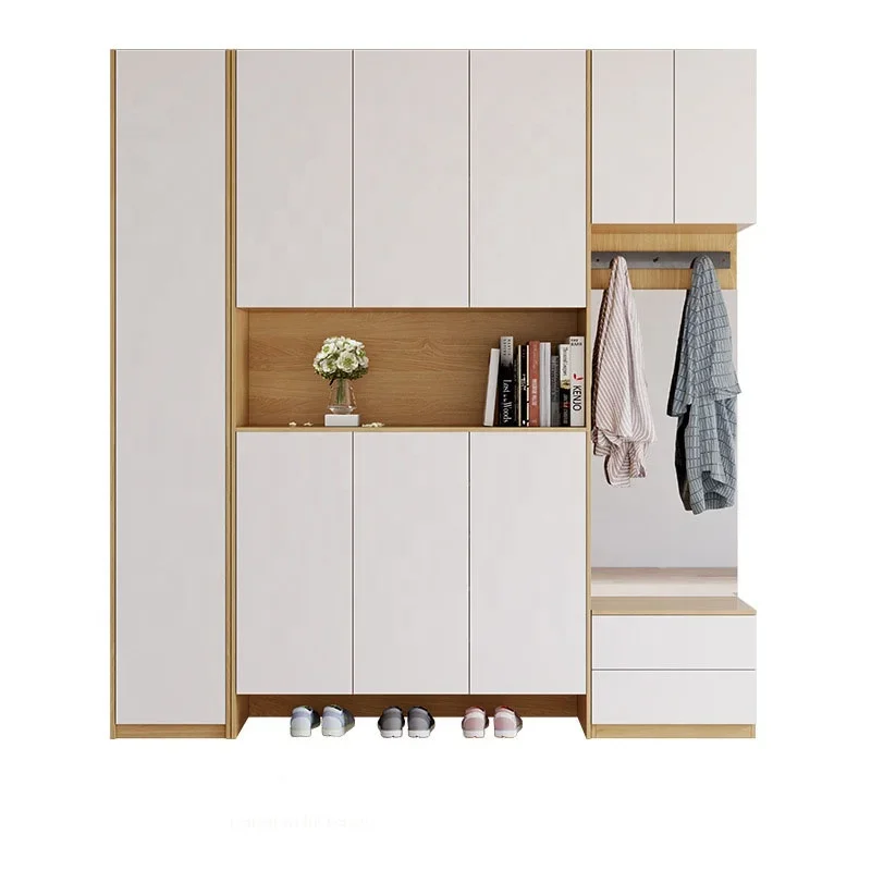 Modern simple entry shoe cabinet with mirror integrated plate Northern European porch cabinet living room household storage