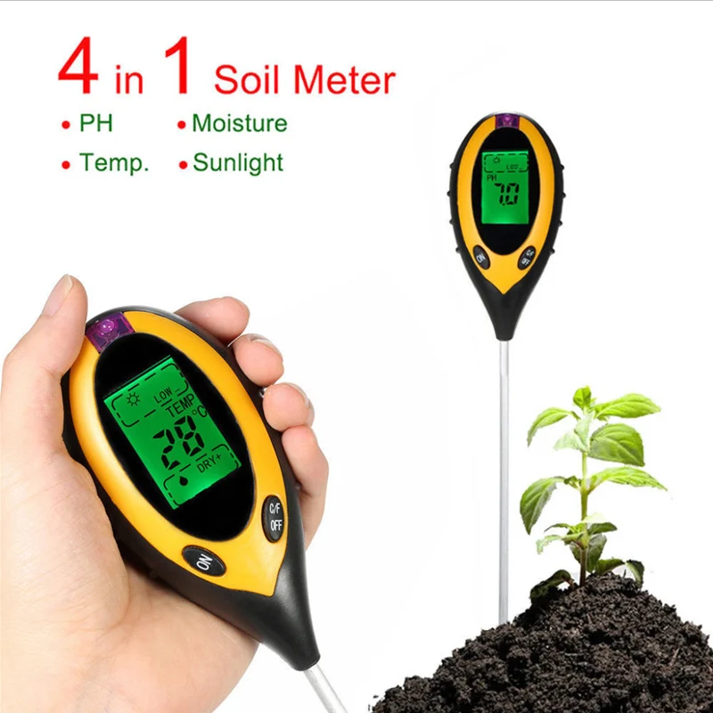 NEW 2026 LCD Soil PH Meter Tester Soil Tester PH Moisture Temperature Sunlight Intensity measurement Analysis Soil Acidity Test